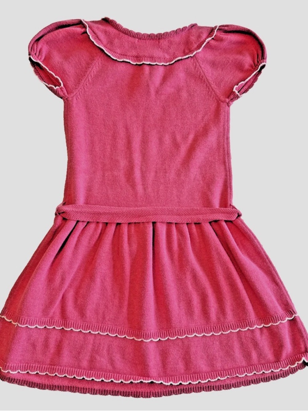 EUC Janie & Jack Pink & White Cotton Knit Sweater Dress Spring Girls Size 7 - Picture 2 of 7